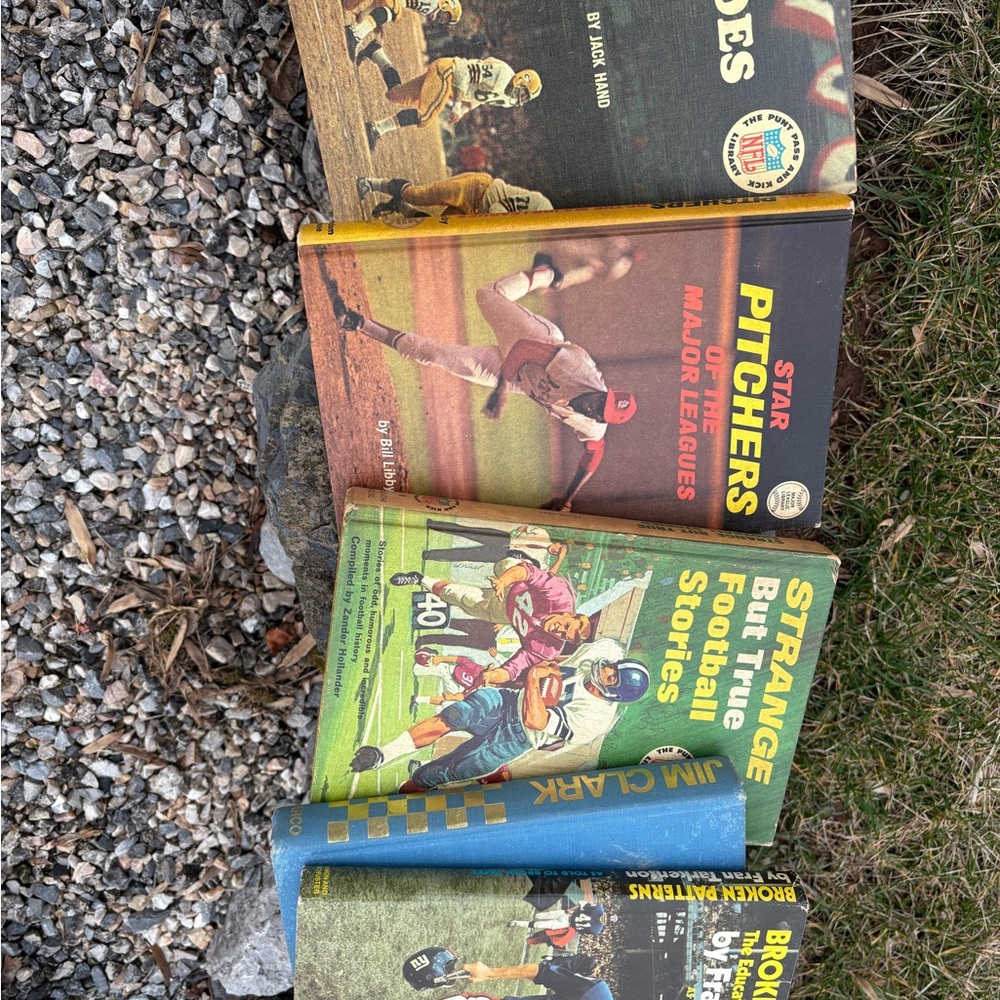Lot of Vintage Sports Hardback Books NFL, FOOTBALL, Baseball, Jim Clark racing